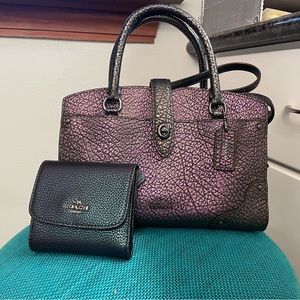 Coach iridescent hologram satchel and wallet